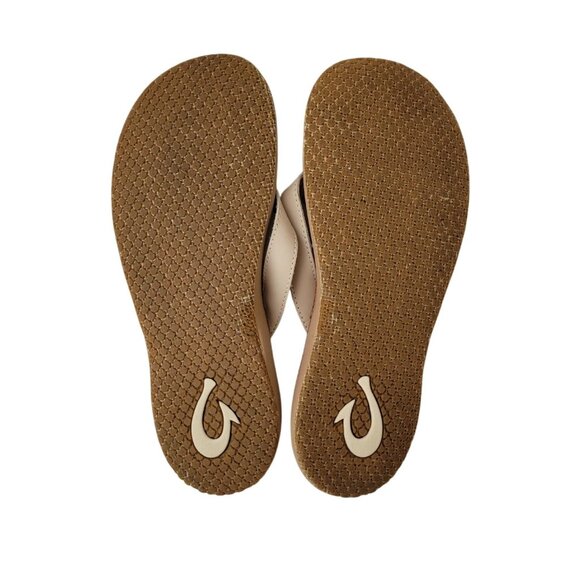 OluKai Paniolo Embroidered Premium Leather Thong Flip Flop Sandals Women’s Sz 9 - Picture 7 of 9